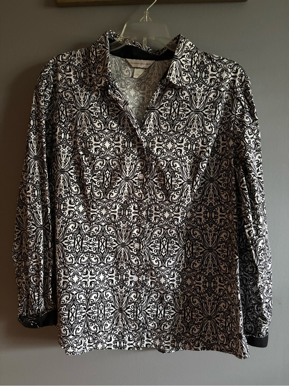 Christopher & Banks Black and White Printed Button-Down Shirt